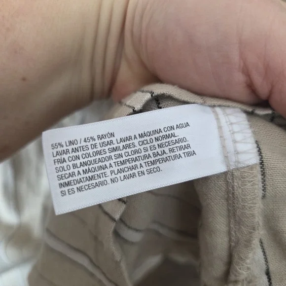 Goodfellow & Co Shirt Mens Size XL Tan White Black Stripes Button Up Linen Blend - Picture 4 of 6